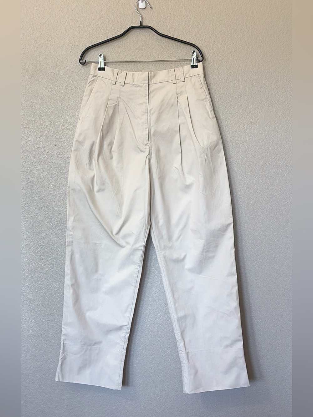 & Other Stories Womens Cotton Pleated High-Waist Wide Leg Pants size 8 Khaki